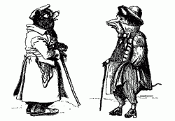 איור המדמה בעלי חיים בתוך תרבות של בני אדם