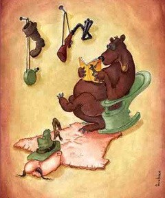 עור אדם פרוש תחת רגלי דוב