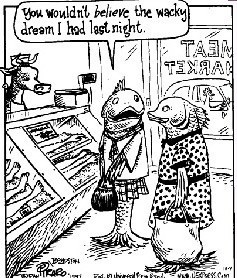 קריקטורה המציגה חיות סוחרות באיברים של בני אדם. המטרה היא ליצור היפוך של יחסי הפגיעה המתרחשים במציאות.