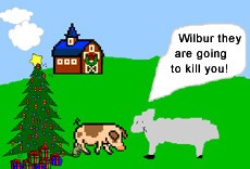 ציור מחשב מאת תלמיד כיתה ב', מרצ'לו, עם התייחסות נדירה לנושא ההרג. שימו לב – המכלאה נעלמה לחלוטין מהציור.