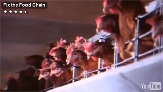 סרטון של Friends of the Earth International מציג תמונות קשות ממשקים תעשייתיים; הסרטון אינו מעודד טבעונות אלא מבקש להמיר...