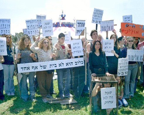 הפגנה להפסקת התעללות בחיות של פעילים למען זכויות בעלי חיים.