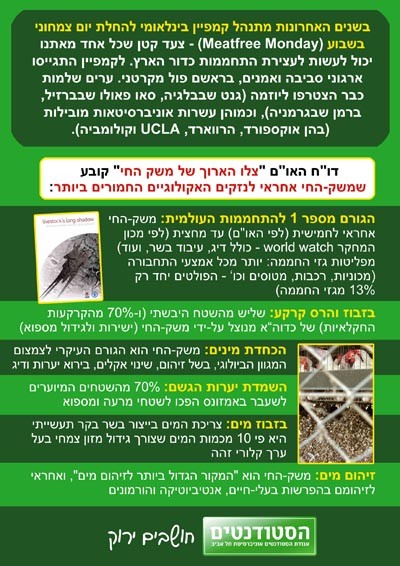 הנזקים האקולוגיים שנגרמים ע י משק החי, ע פ דו ח האו ם