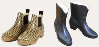 מגפי גומי ב-50 ₪ (מימין) ומגפי גומי ב-500 ₪